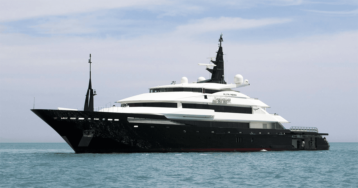 The 81.3-metre Oceanco Alfa Nero, currently listed by Richard Higgins